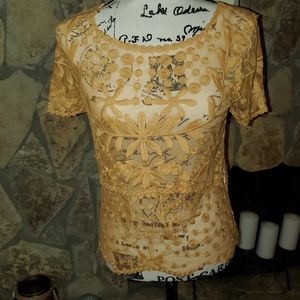 ZARA LACEY SHEER TOP NEW!